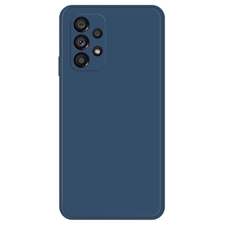 Straight Edge Phone Back Cover for Samsung Galaxy A53 5G, Rubberized TPU+Microfiber Lining Phone Case - Dark Blue