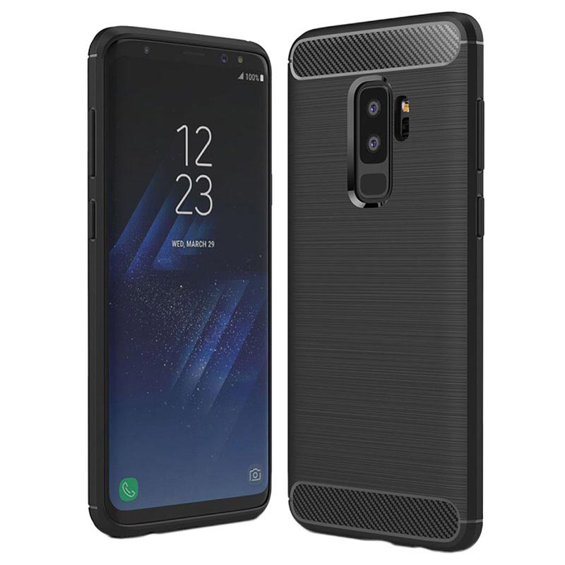 Carbon Fiber TPU Brushed Texture Shockproof Case for Samsung Galaxy A90 5G Black