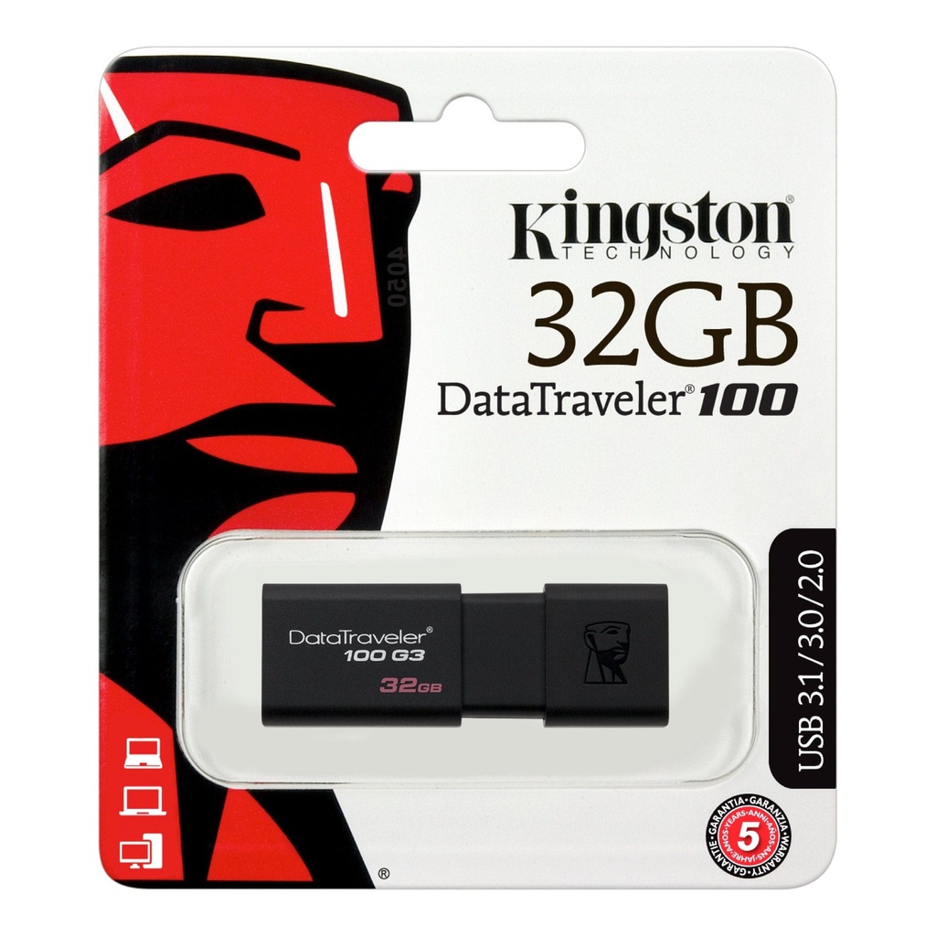 Kingston DataTraveler 100 G3 32GB USB flash drive | 5 Years Warranty | DT100G3/32GB