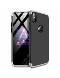 GKK 360 Protection Case Front and Back Case Full Body Cover iPhone XS Max | logo hole | Black, Silver | 7426825356956