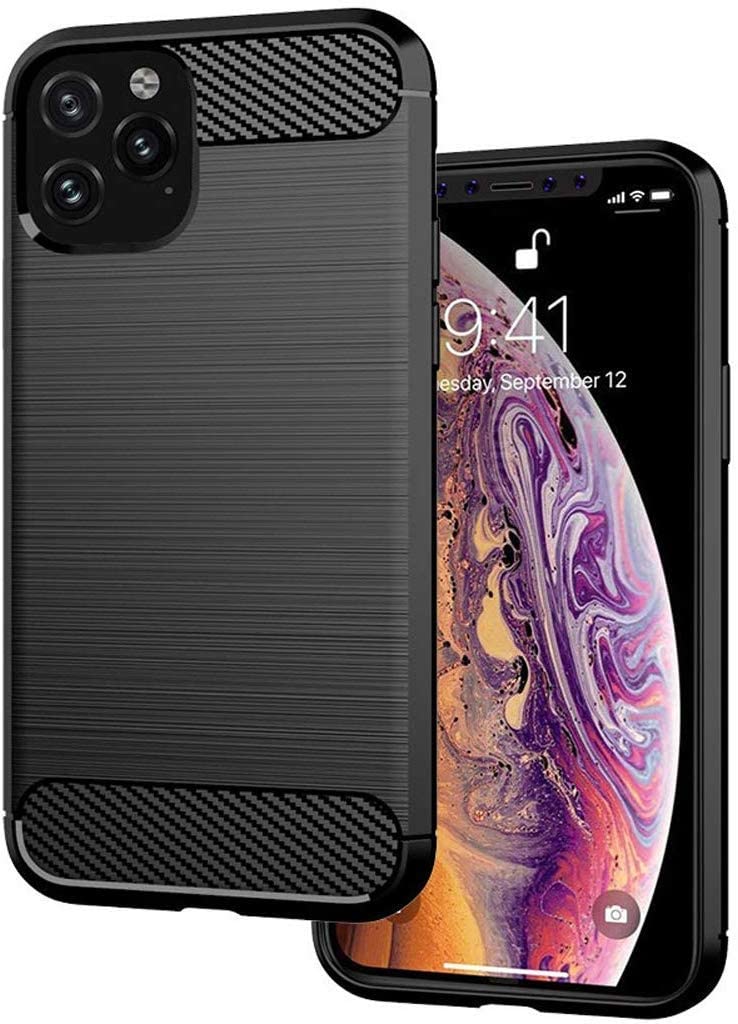 Carbon Case Flexible Cover TPU Case for iPhone 11 Pro Max | Black | 7426825373823