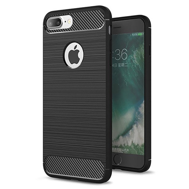 Carbon Case Flexible Cover TPU Case for iPhone 8 Plus / 7 Plus | Black | 7426825345417
