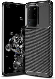 Carbon Case Flexible Cover TPU Case for Samsung Galaxy S20 Ultra | Black | 9111201893191