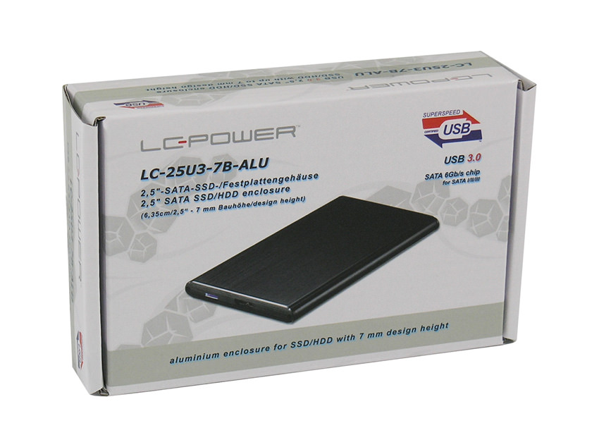 LC Power LC-25U3-7B-ALU Storage Enclosure | 2.5&quot; | SATA 6Gb/s | USB 3.0 | Black4260070124853