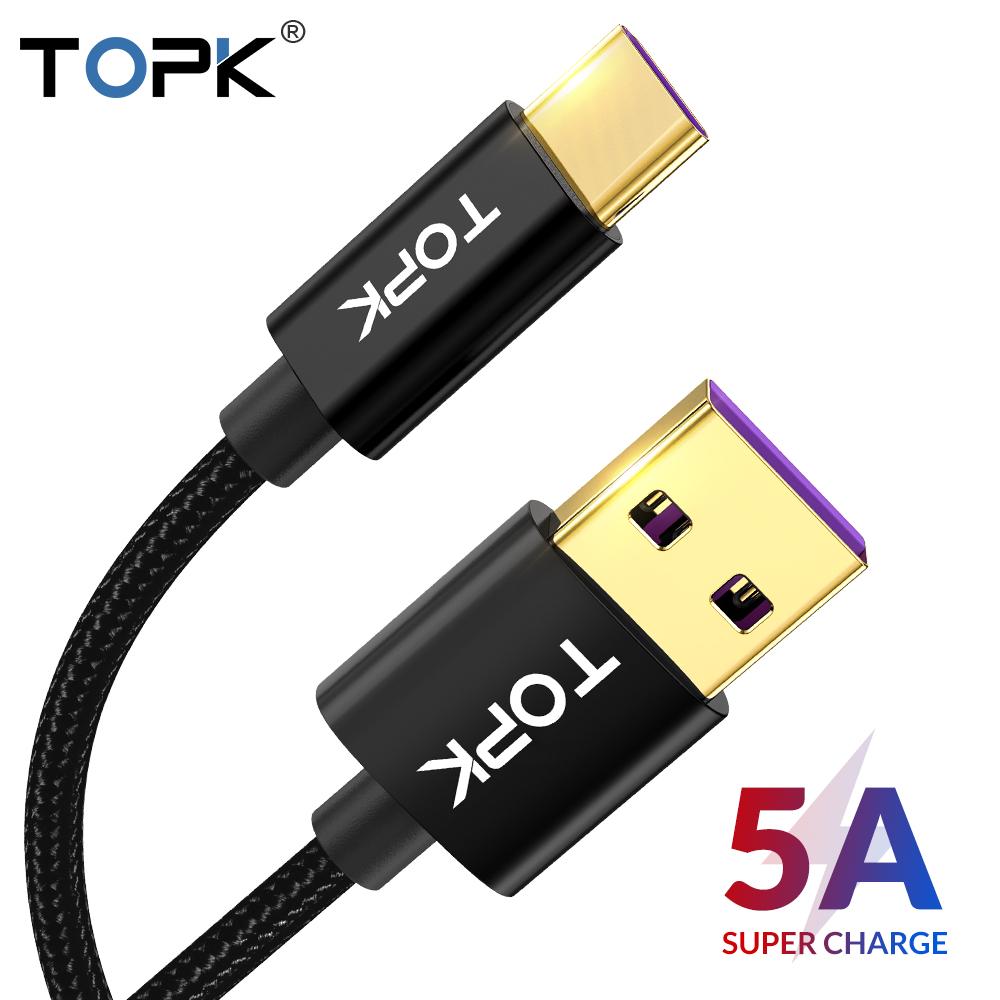 TOPK 60W USB Type C Cable USB C Cable for Samsung Huawei PD QC3.0 FAST CHARGE Data Cable