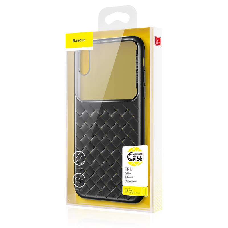 Baseus iPhone Xs case Glass &amp; Weaving Black (WIAPIPH58-BL01)