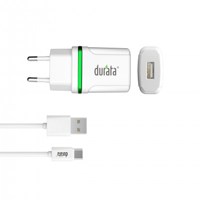 Durata Home Charger Smart Mini + Type-C Cable 2-1 1A Output - DR-65C - White