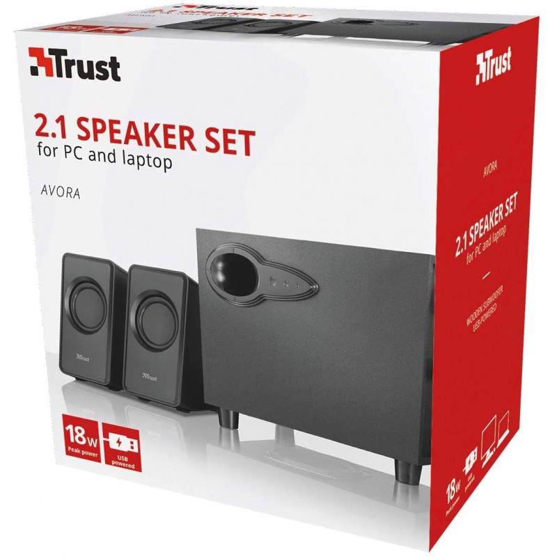 TRUST 20442 Avora 2.1 18W Max 9W RMS USB Powered Subwoofer + 2x Speaker set
