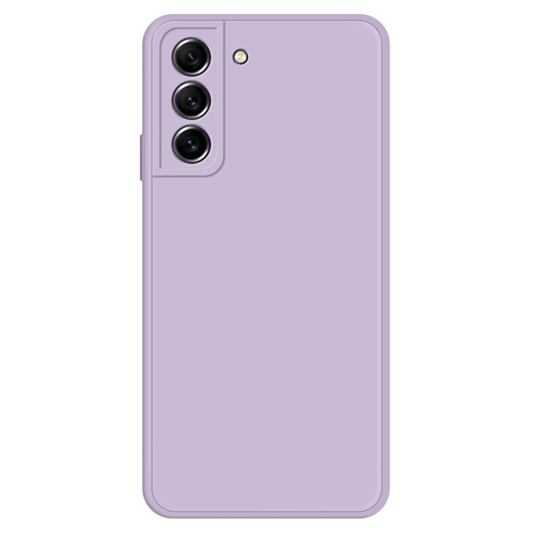 Samsung Galaxy S21 FE 5G Rubberized Flexible TPU Drop-proof Case Straight Edge Design Microfiber Lining Phone Protective Cover - Purple