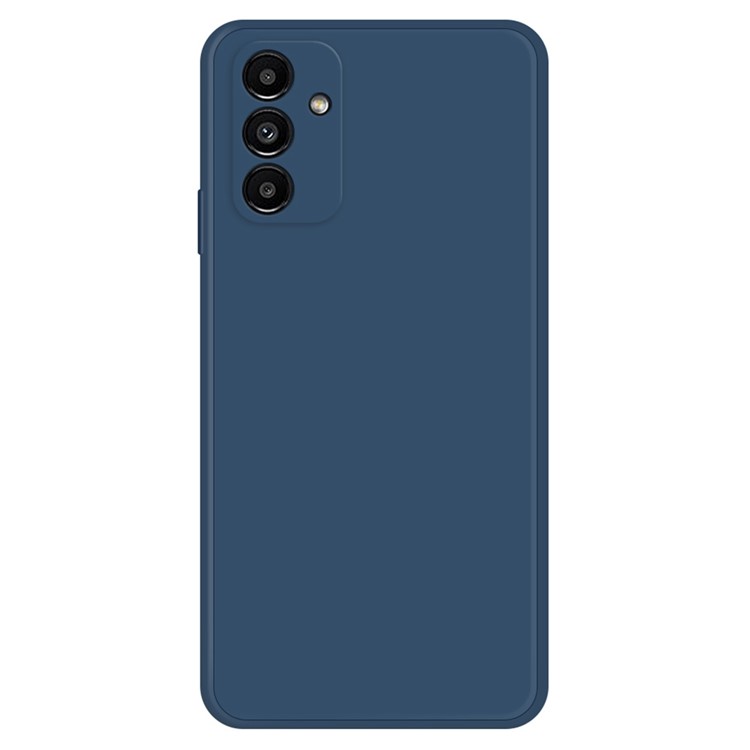 Samsung Galaxy A13 5G Straight Edge Rubberized Soft TPU Phone Back Case Microfiber Lining Drop-proof Cover - Dark Blue