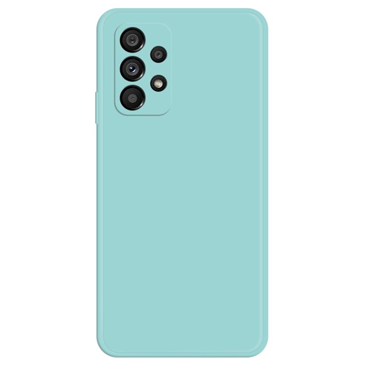 Straight Edge Phone Back Cover for Samsung Galaxy A53 5G, Rubberized TPU+Microfiber Lining Phone Case - Cyan