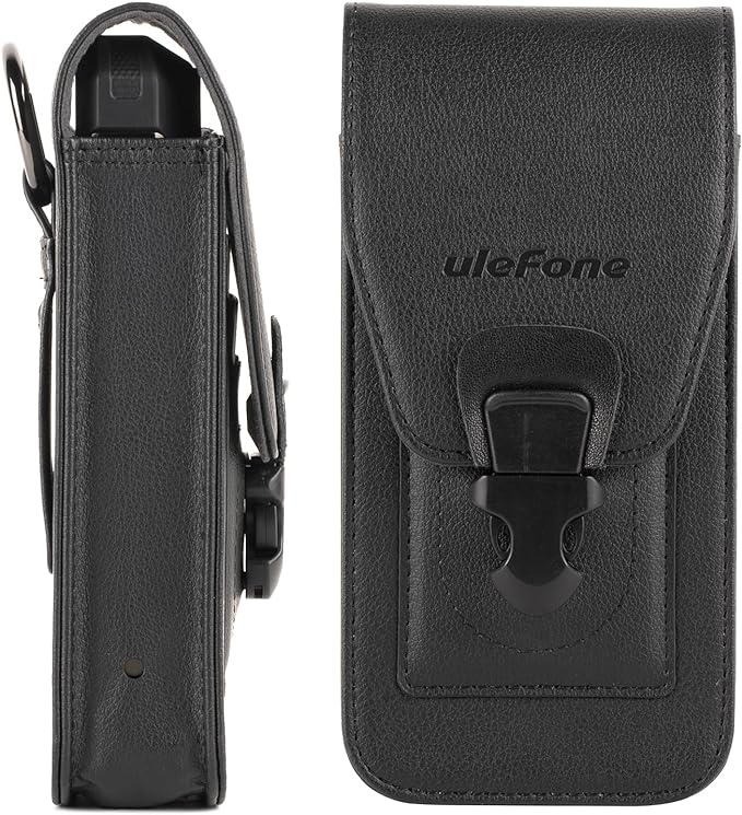 Ulefone Armor Holster, Multi-Purpose Phone Pouch for Armor 24 Rugged Phones, Full Protection, Easy Access, Snap-in Clip Closure, Reliable Belt Loop, Built-in Card Holder, Circle Carabiner Clip