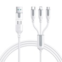 JOYROOM S-2T3018A15 1.2M 3.5A USB-A+Type-C to Lightning+Type-C+Micro Charging Data Cable White CE/ROHS Certified16 Series OEM