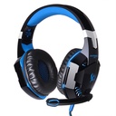 KOTION EACH G2000 Over-ear Game Gaming Headphone Headset Earphone Headband with Mic Stereo Bass LED Light for PC Gamer,Cable Length: About 2.2m(Blue + Black)