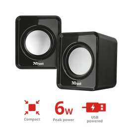 [135955] Trust Leto Compact 2.0 Speaker Set | 6W USB powered | 3 Watt RMS Multimed Speakers