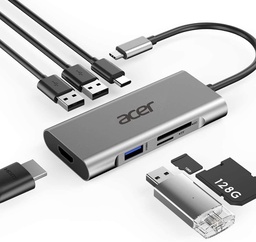 [000036] Acer 7 Port Mini Dock | 4K HDMI | 3 x USB 3.0 | USB-C | SD / TF Card Reader
