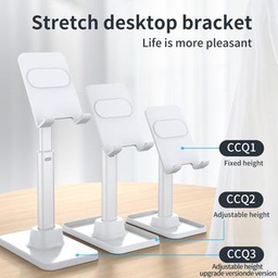 [818379] CCQ2 Universal Desktop Phone Holder Angle Adjustable Tablet Stand Bracket with Telescopic Height - White