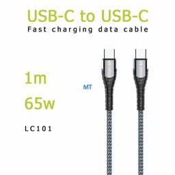 [8719122702441] GREEN ON Fast Charging Cable USB-C To USB-C LC101 1M 65W