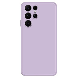 [9852962984] Samsung Galaxy S22 Ultra 5G Solid Color Rubberized TPU Phone Case Microfiber Lining Straight Edge Protective Cover - Purple