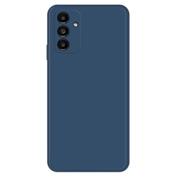 [32161263] Samsung Galaxy A13 5G Straight Edge Rubberized Soft TPU Phone Back Case Microfiber Lining Drop-proof Cover - Dark Blue