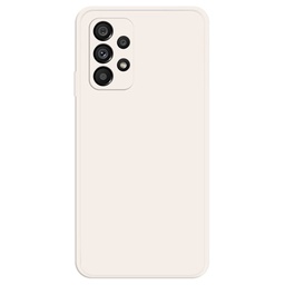 [514851516521] Samsung Galaxy A73 5G Soft Microfiber Lining Smartphone Case, Rubberized TPU Straight Edge Phone Back Cover - Beige